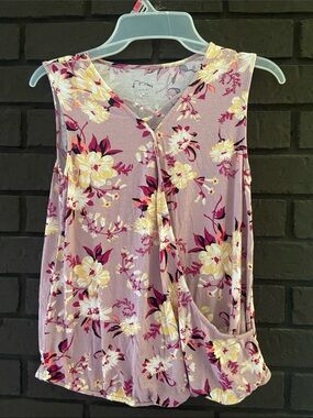 art class Girls Mauve Pink Floral Sleeveless Nursing Tank